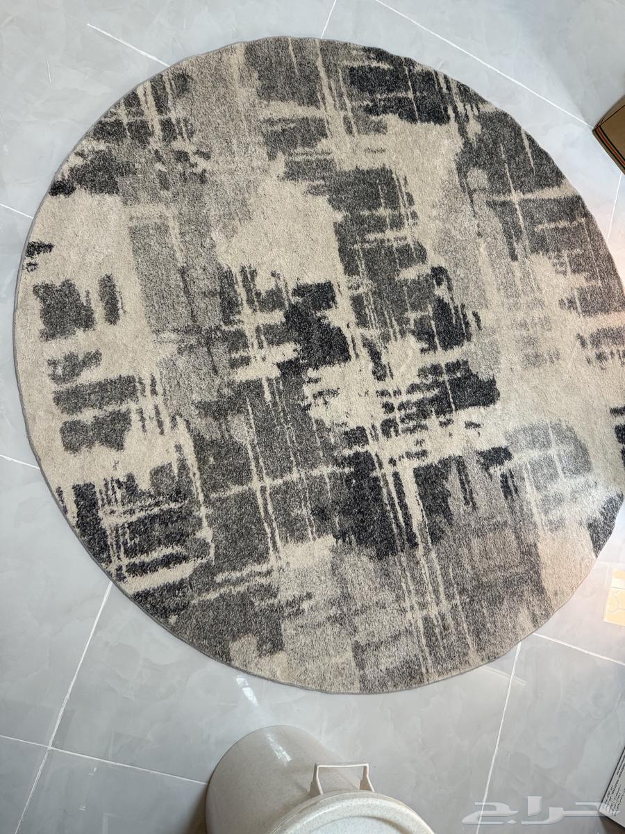 سجادة دائرية مترين في مترين ابيض مع رمادي 50 ريال64344852104066110