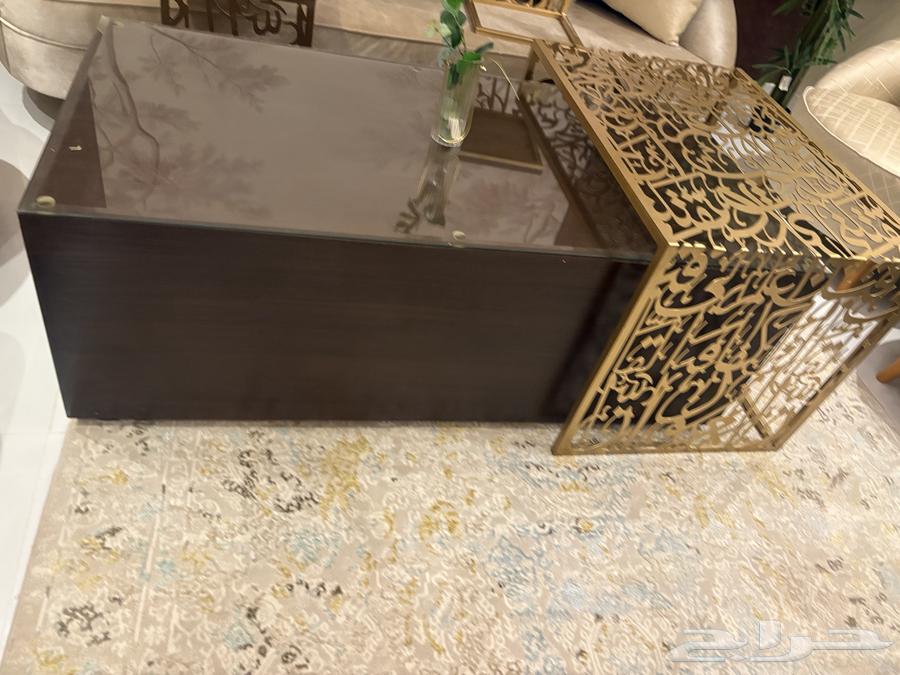 Wooden tables, center table and six service tables64342186369026114