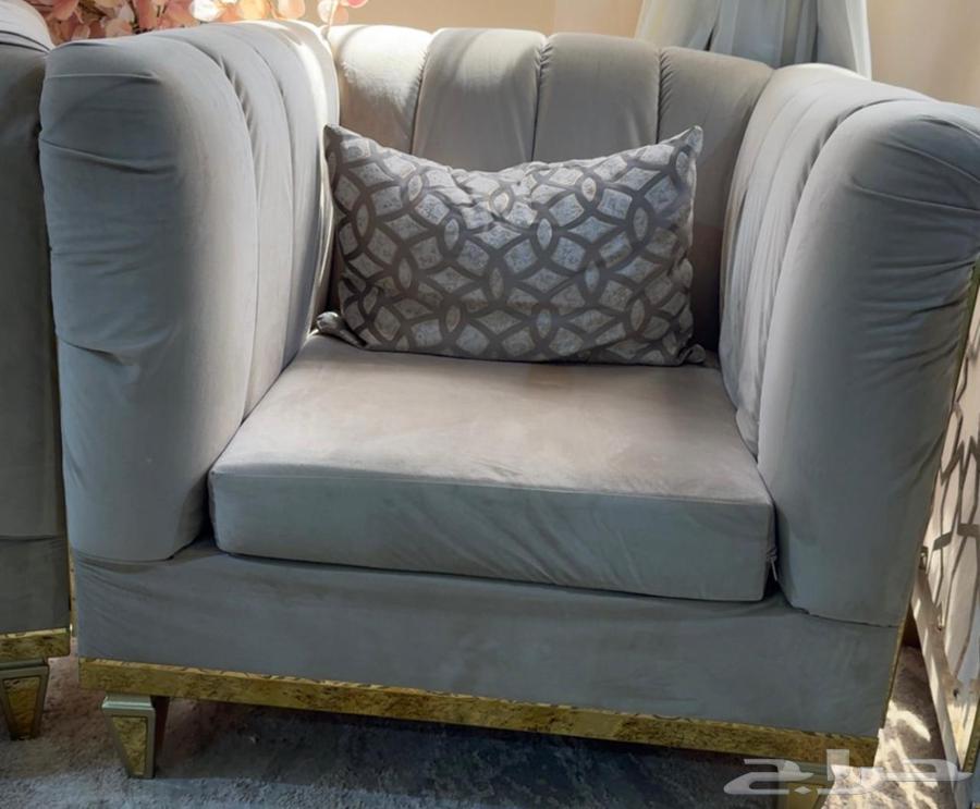 طقم كنب كلاسيكي فخم مع طقم طاولات استل استيل ذهبي64361652313090114