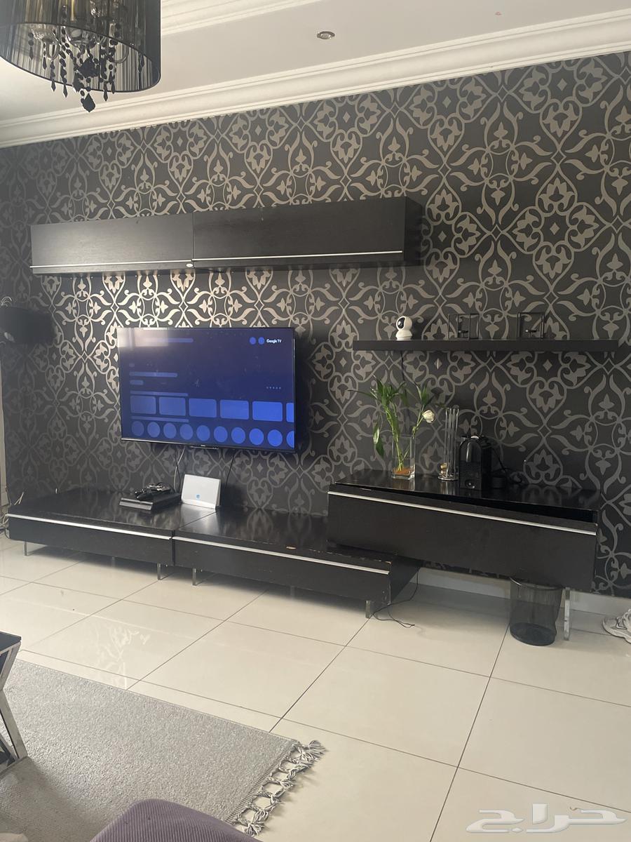 مكتبه تلفزيون خشب اسود64354120895874110