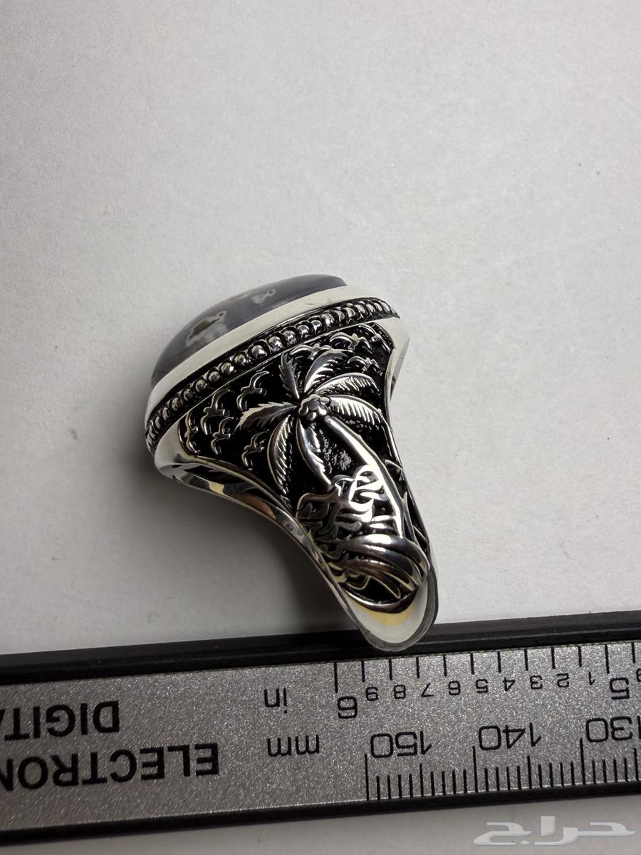 Agate ring with engraved face, Artisan double-sided design64352581932931113