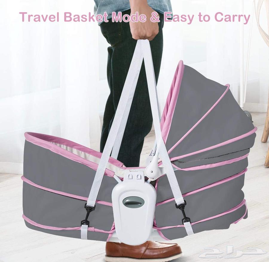 سرير أطفال هزاز مريح 5 في 1 مع مظلة وشبكة ناموسية- زهر64376407015043113