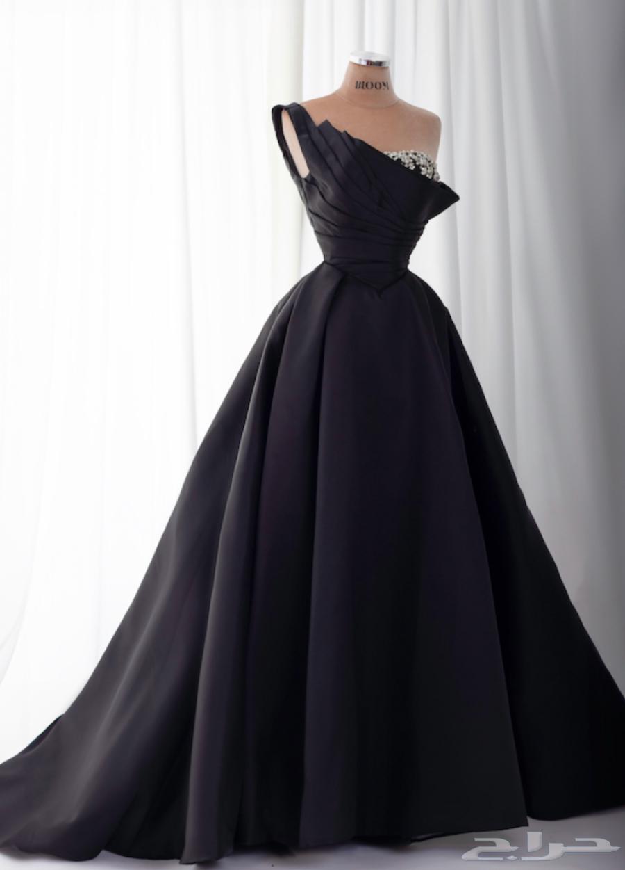 فستان اسود مشكوك يدويا بالكريستال واللؤلؤ64365528382721110