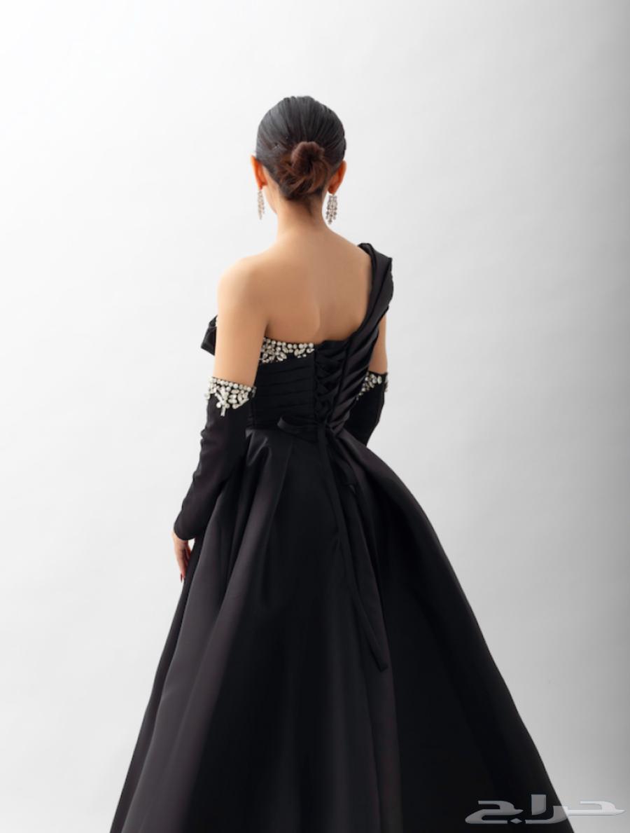 فستان اسود مشكوك يدويا بالكريستال واللؤلؤ64365528382721113