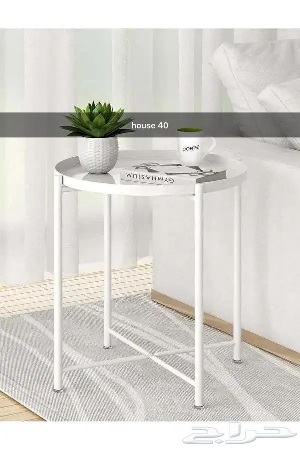 طاولة فولاذية دائرية باللون الأبيض 45 53 45 سم64375008394114110