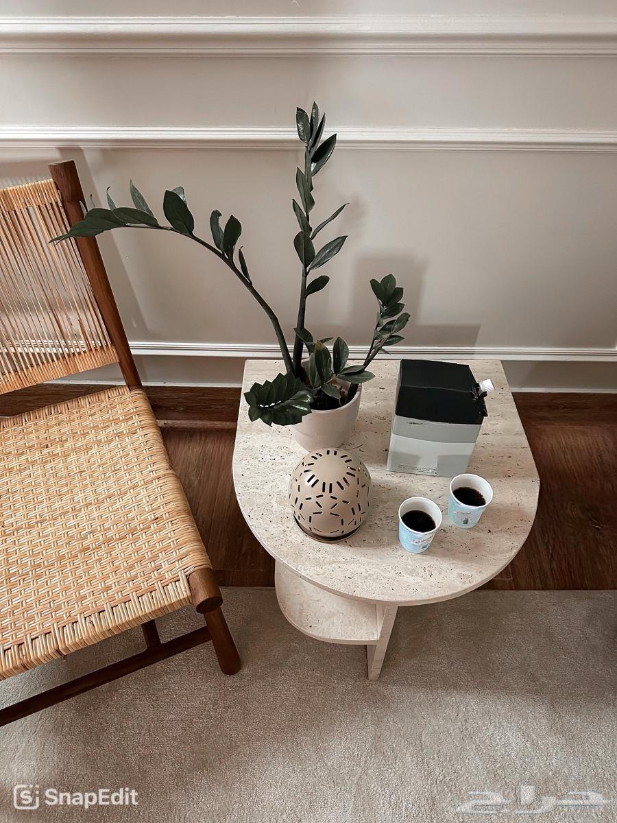 طاولة وسط رخام - طاوله جانبيه ترافينتو - كرسي راتان64363651607041111