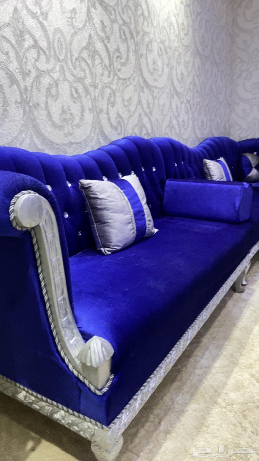 كنب مجلس باللون الازرق جديد 11 قطعة السعر 100064389059008385111