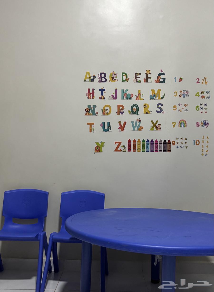 طاولة دائرية   كرسيين بلاستيك (لون أزرق)64381671565185110