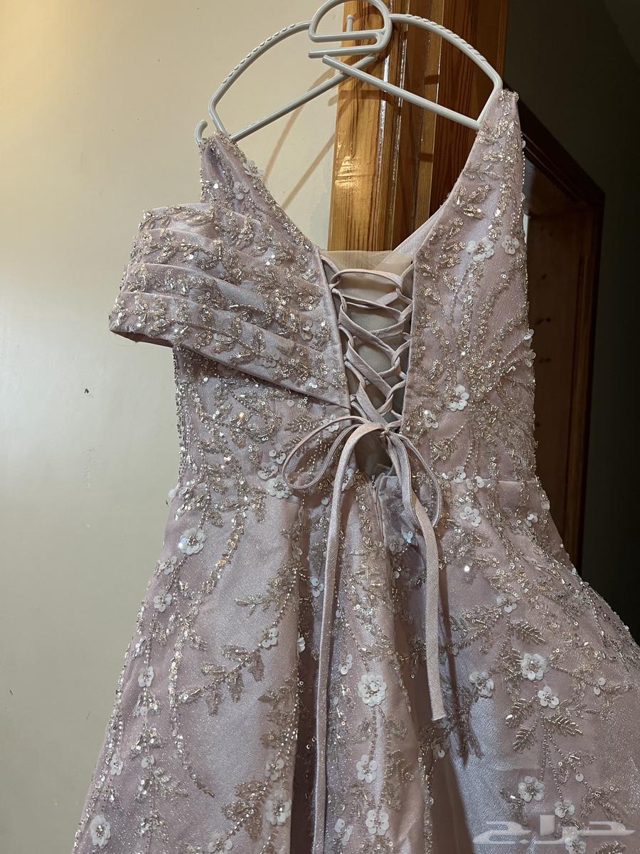 فستان سهره فخم اللون وردي على موف فاتح مقاس 864385648645379111