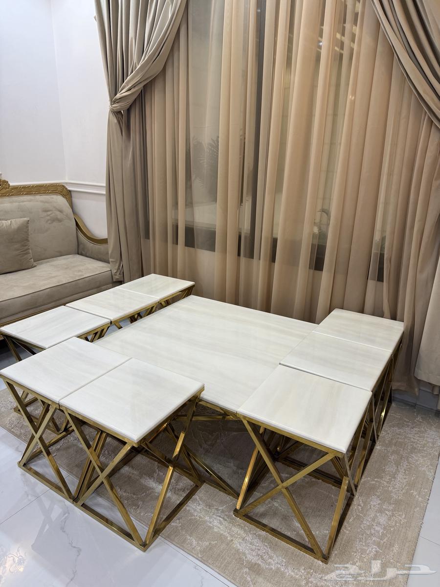 للبيع كنب مجلس متصل يسع 20 شخص و ستاره طاولات رخام64384925134849113