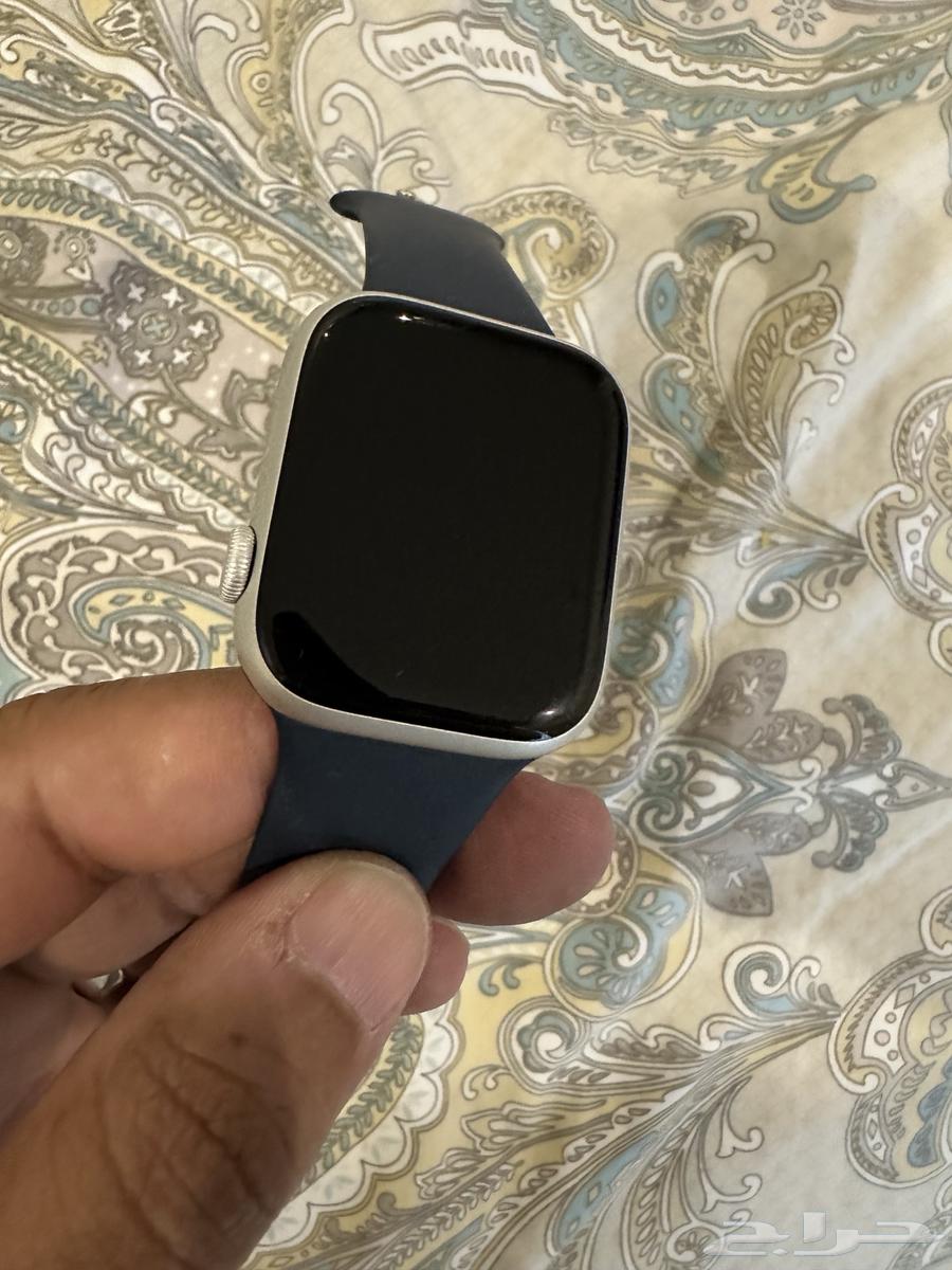 للبيع ساعة أبل 9 الجيل التاسع 44 ملم GPS فضي بسوار أزرق L64386473138179111