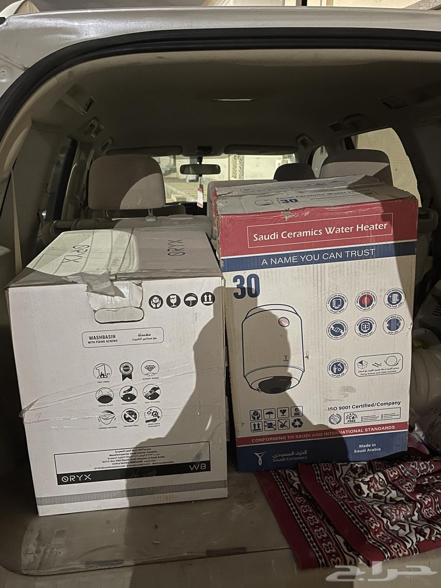 سخان ومغسلة جديدة بكرتونة بسعر 200 ريال للسخان والمغسلة64391604581379110