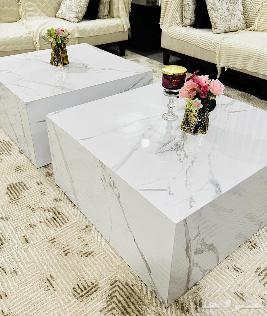 طاوله من بديل الرخام لون ابيض   جديده64390898121602112