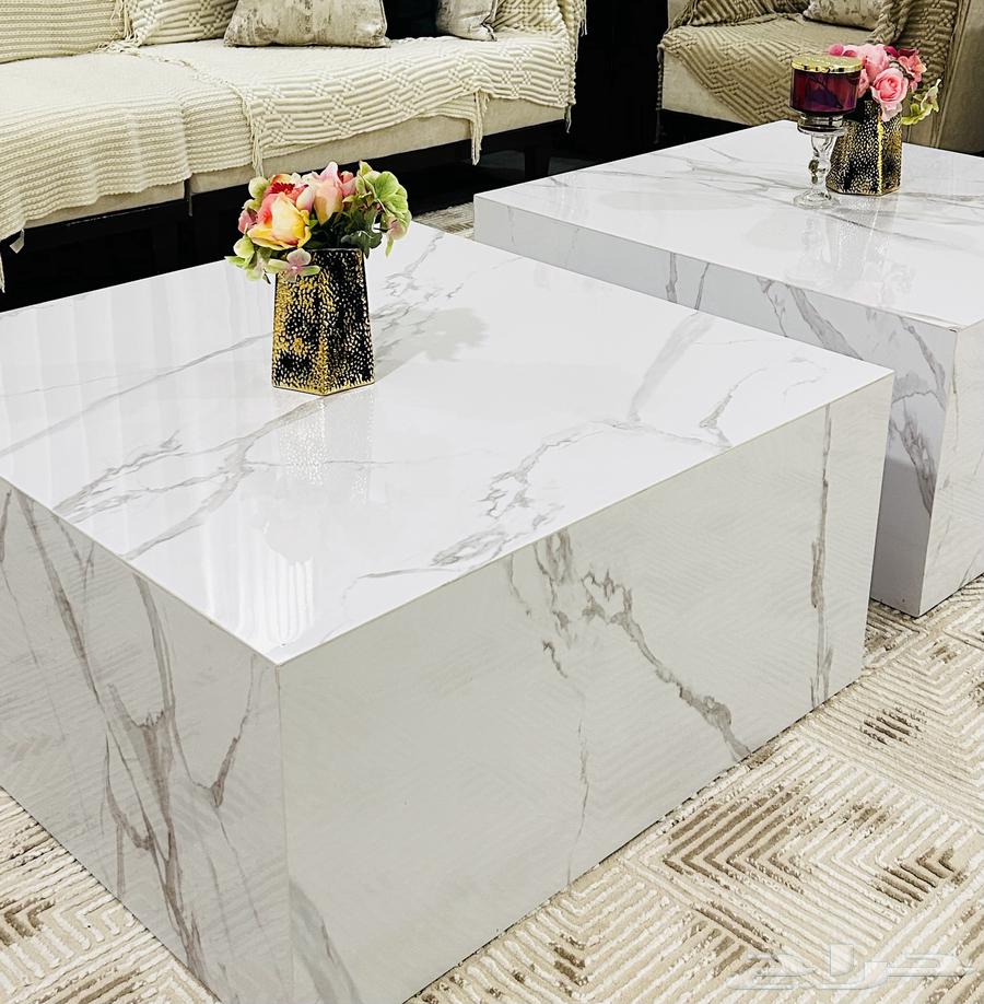 طاوله من بديل الرخام لون ابيض   جديده64390898121602110