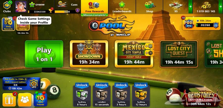 8 Ball Pool account with 1 billion64381684974083110