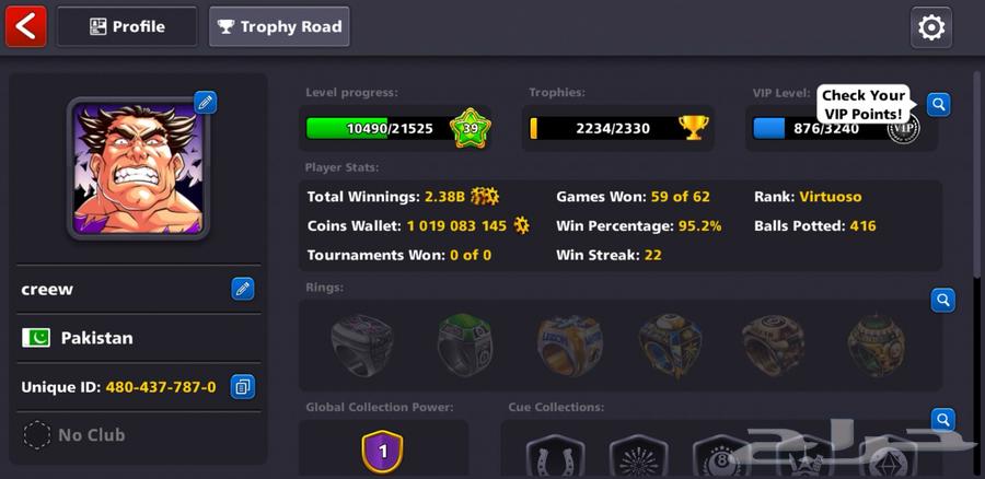 8 Ball Pool account with 1 billion64381684974083111