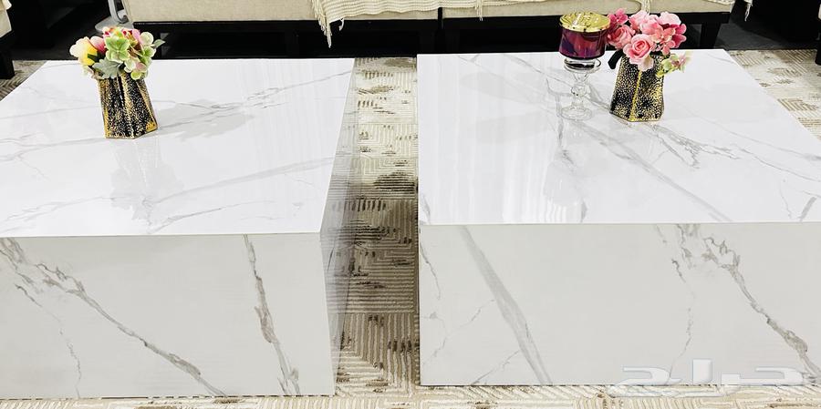 طاوله من بديل الرخام لون ابيض   جديده64390898121602111