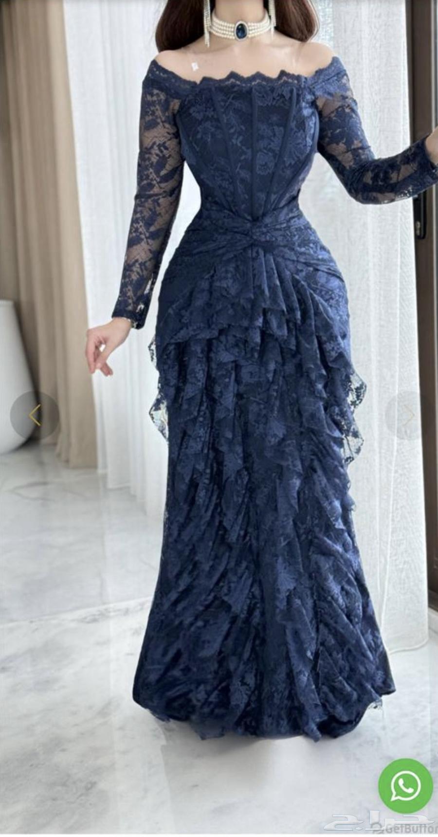 فستان كحلي دانتيل64386068629377110