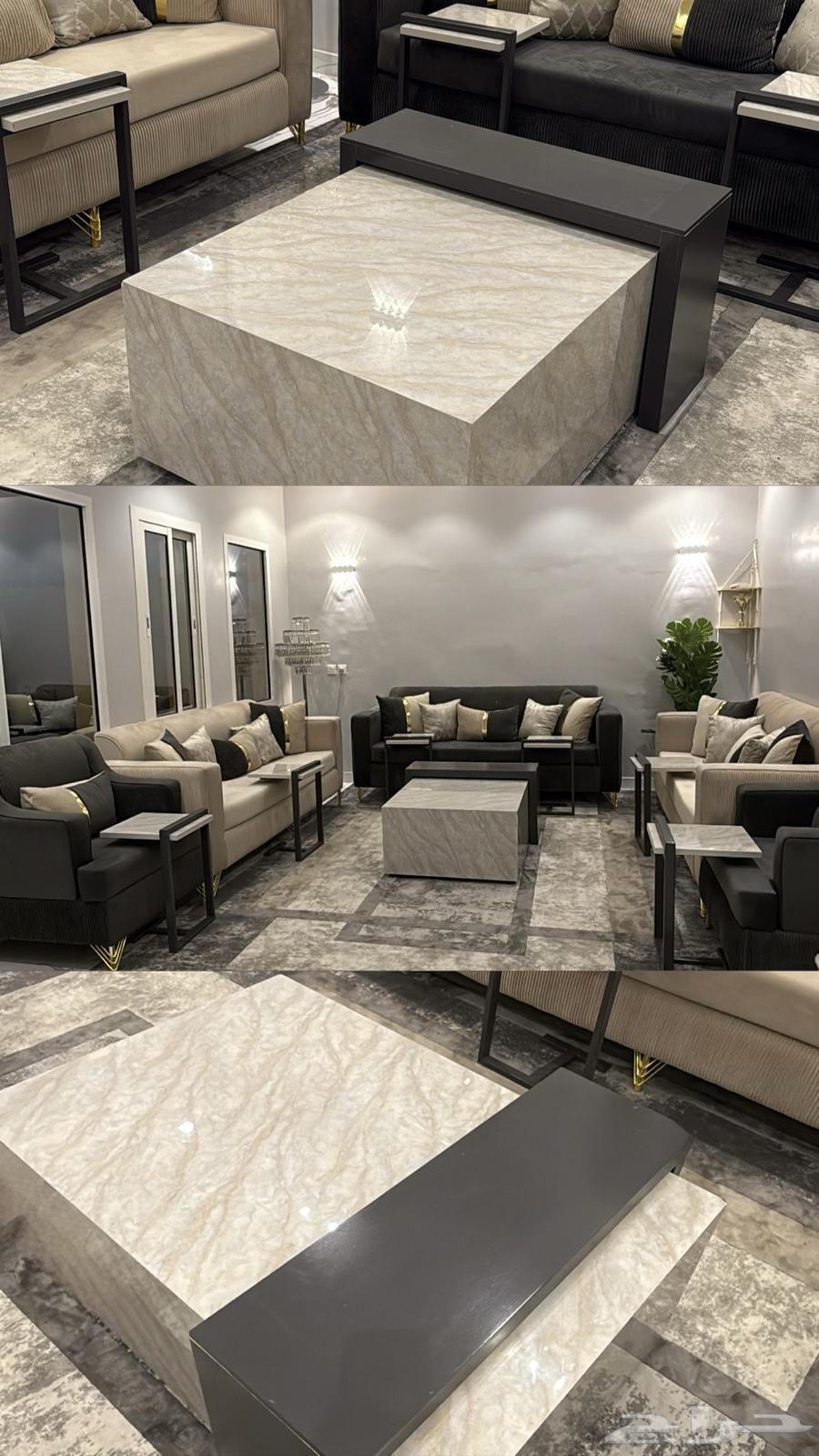 Excellent quality high-end living room sofa set, large table with side tables63619350474627111