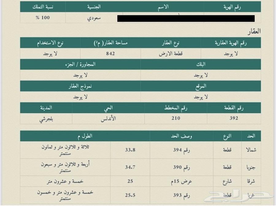 ارض سكنية للبيع. بلجرشي حي الأندلس ( الفرشه)63614093290497110