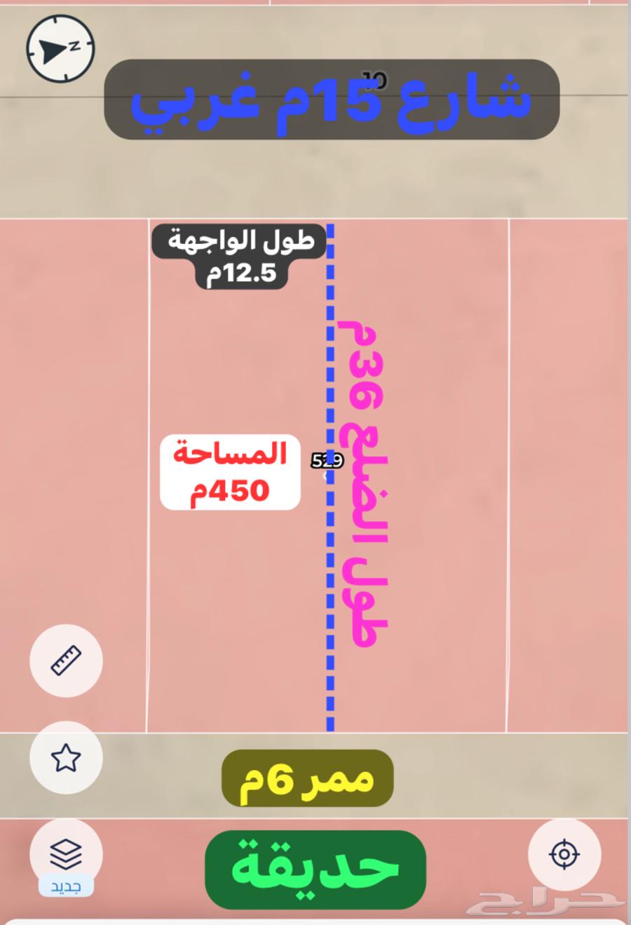نص ارض بمخطط ولي العهد 4 مساحة 450م شارع 15م وممر 6م63614086046083111