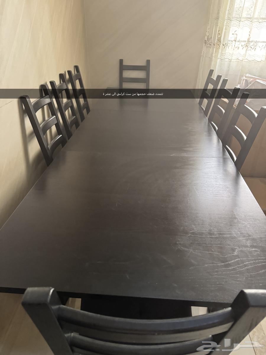 طاولة سفرة مع ثمانيه كراسي مع دولاب ب 1000 ريال64399410973442112