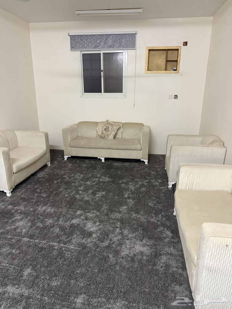 كنب اللون ابيض مع موكيت اللون كحلي 7 في 4 البيع سمح64398144986881110