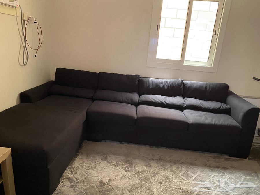 كنب زاوية اسود شبه جديد للبيع64397921995267111