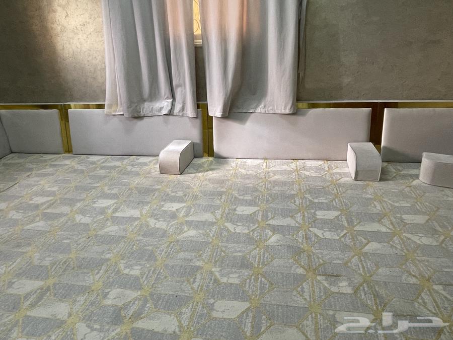 Sofa with table and 2 cushions with fabric for 1400 SAR64399591355777114