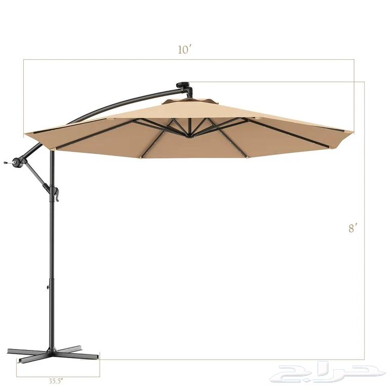 مظلة لون بيج مستعملة مقاس 3x3 متر مع إضاءة ليد وقواعد تثبيت64394248648451111