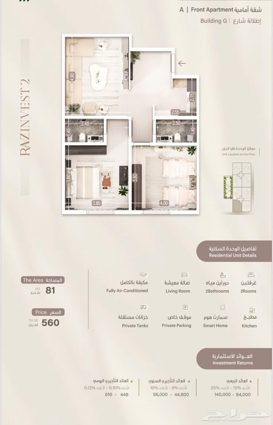 شقق فندقية للتمليك والاستثمار مشروع استثماري بجميع الخدمات63614099165059112