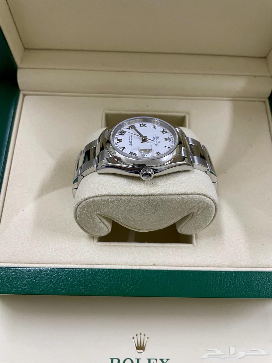 ساعة رولكس ديت جست 36 مينا ابيض ارقام رومانية64402049966211112