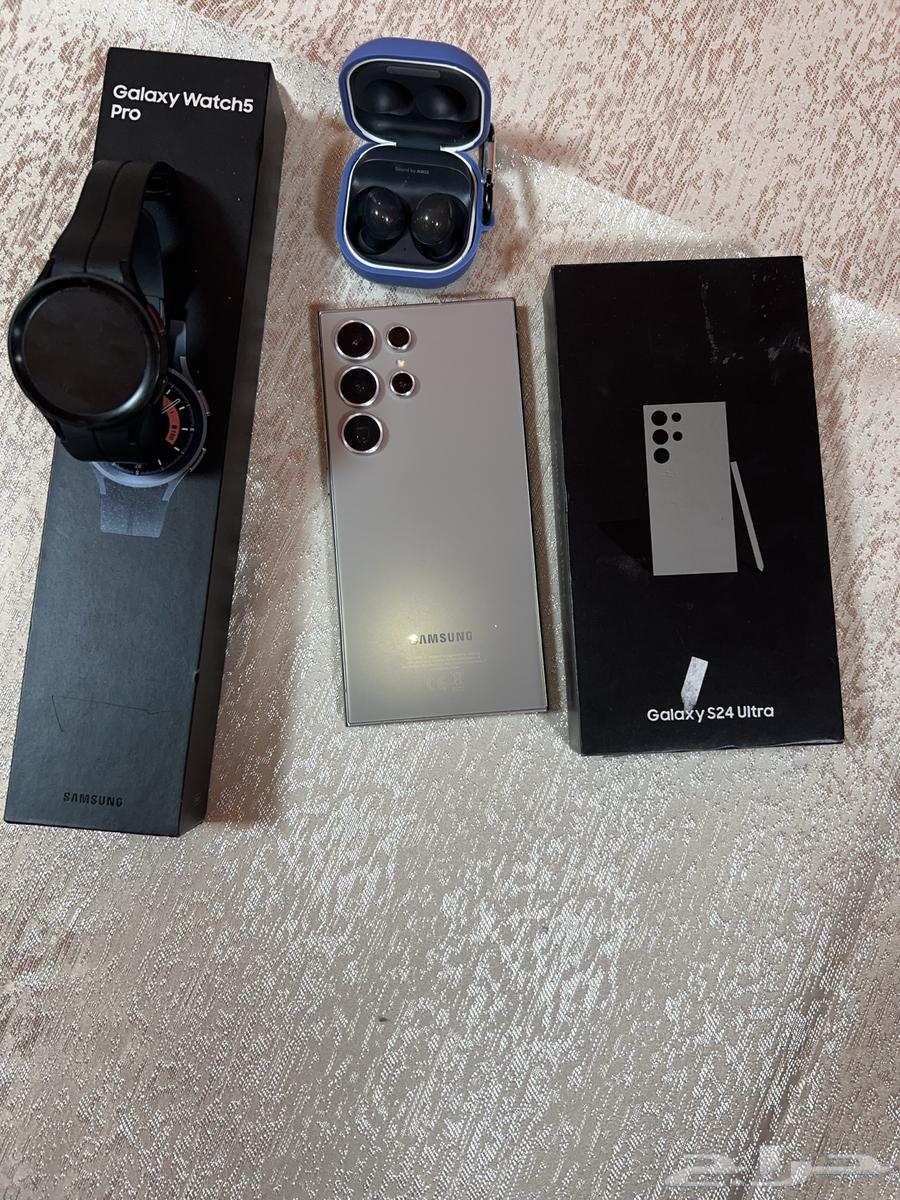 سامسونق جالكسي S24 ultra و ساعه جالكسي برو 5 و سماعه جالكسي64403474740610113