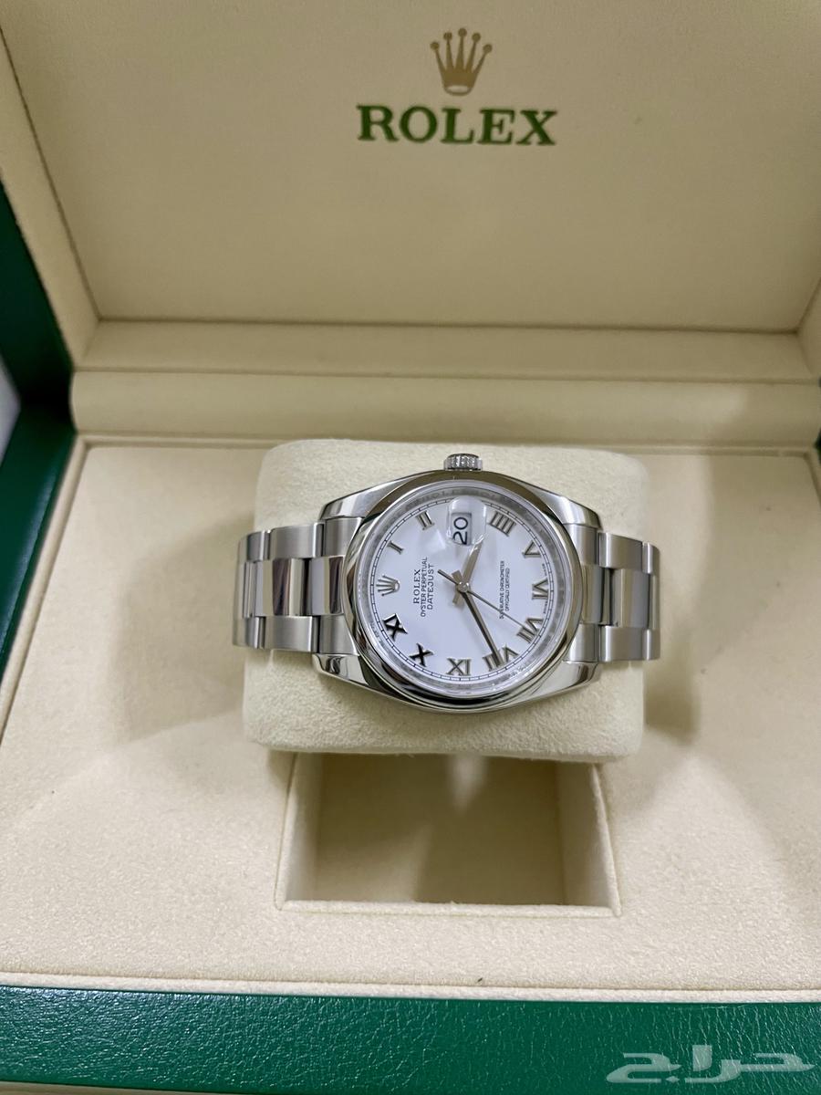 ساعة رولكس ديت جست 36 مينا ابيض ارقام رومانية64402049966211111