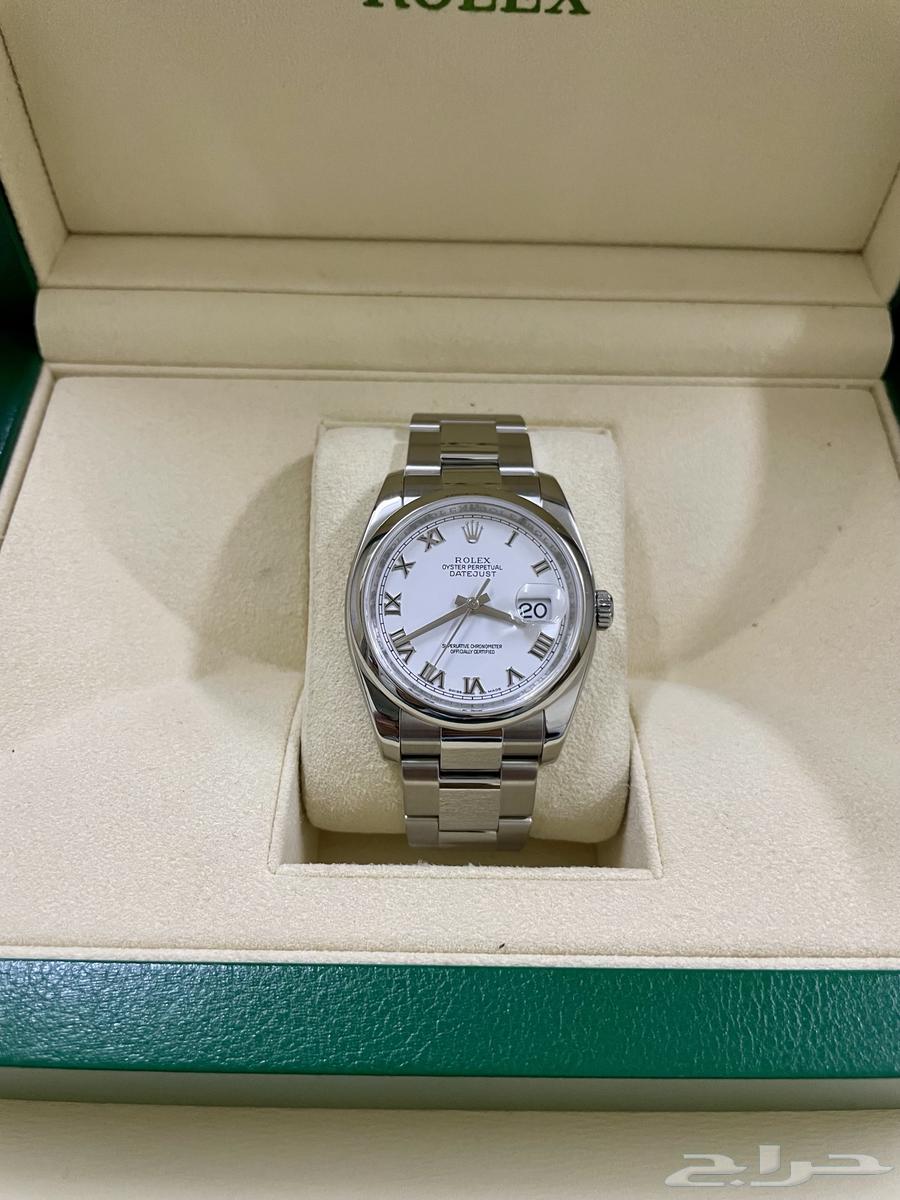 ساعة رولكس ديت جست 36 مينا ابيض ارقام رومانية64402049966211110