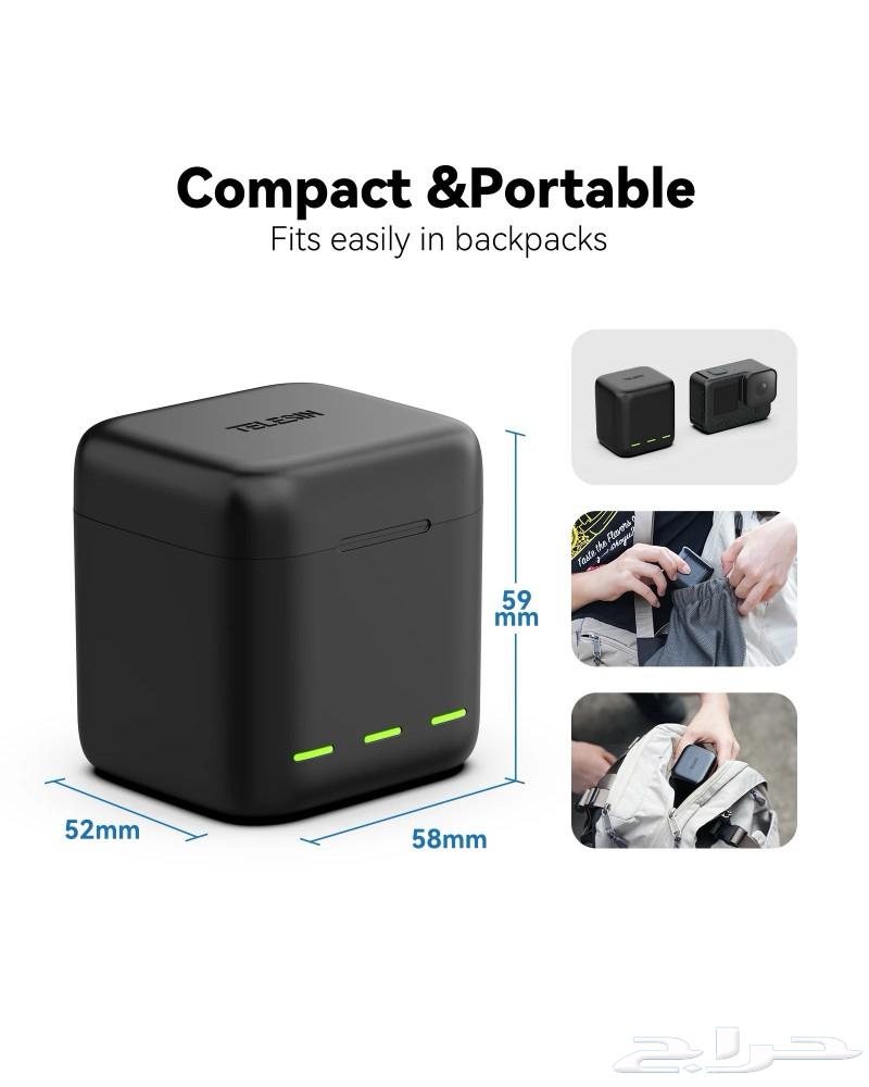 بطاريات مع قاعدة شحن كاميرا قو برو مع رموت كنترول64402803822721110