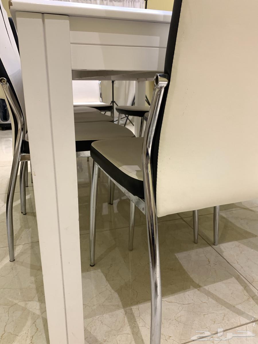 Wooden dining table with 8 chairs, white color64411041460481112