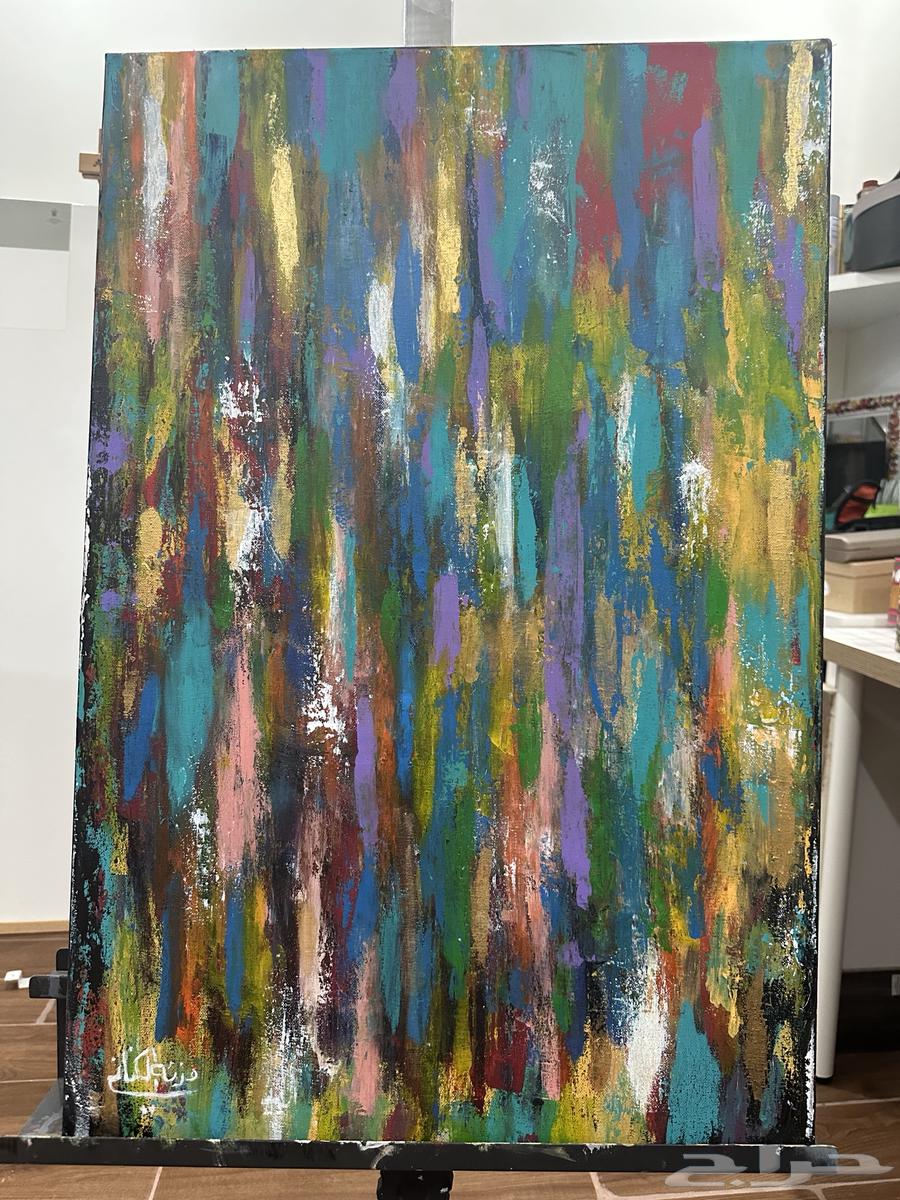 لوحة فنية تجريدية أصلية بيد فنان64411135484290111
