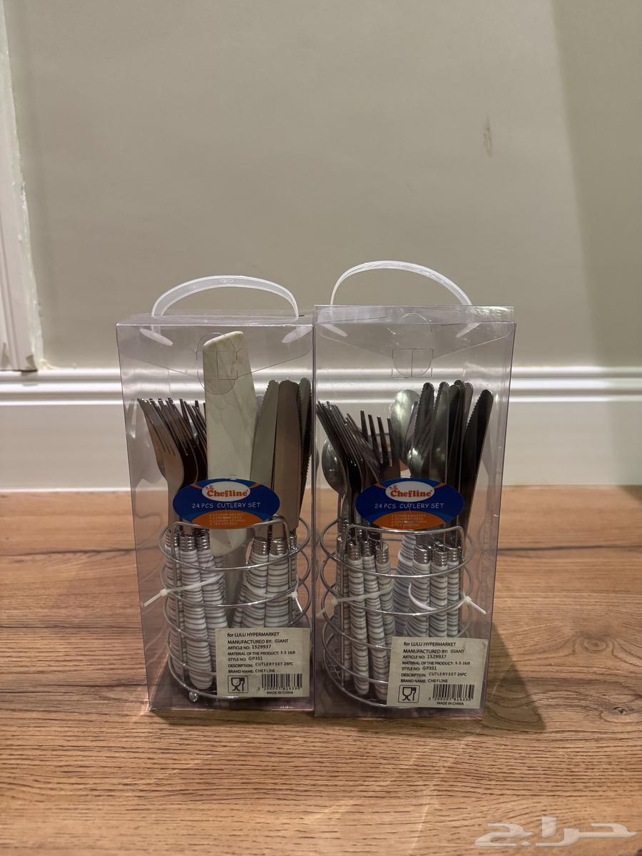 طقم شاي وقهوة وملاعق واشواك جديده64408286989953111