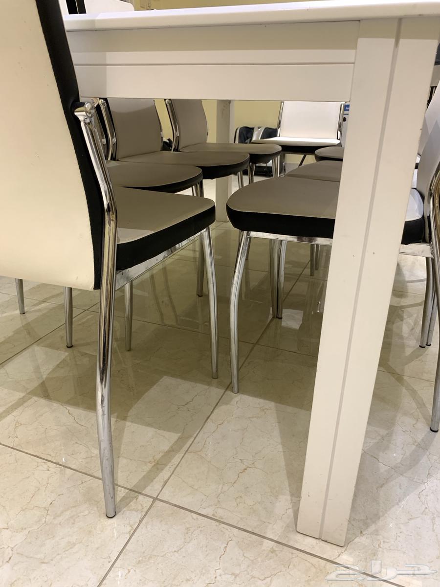 Wooden dining table with 8 chairs, white color64411041460481113