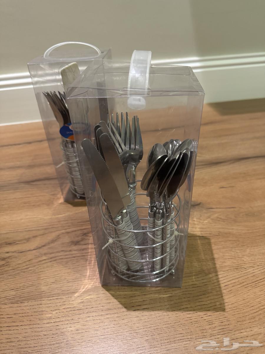 طقم شاي وقهوة وملاعق واشواك جديده64408286989953112