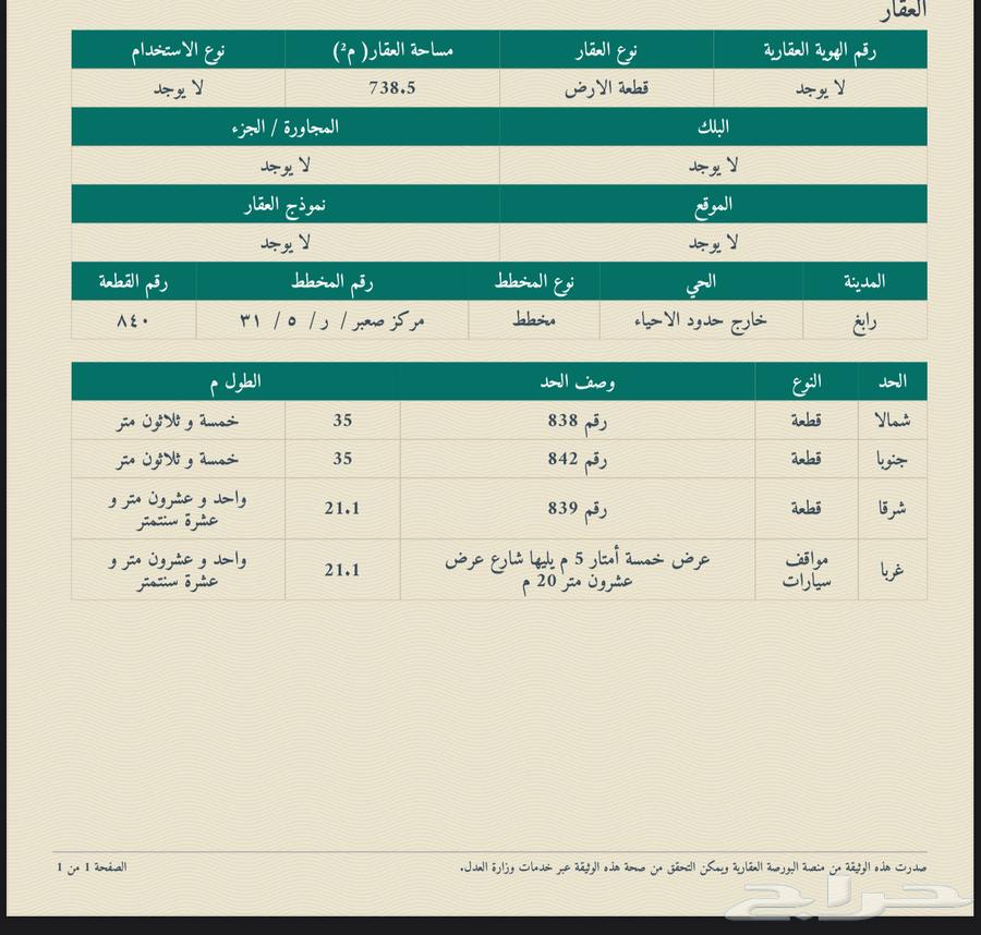 Land for sale in Al-Sabir plan, 25-meter street, area 739 square meters64141831440385113