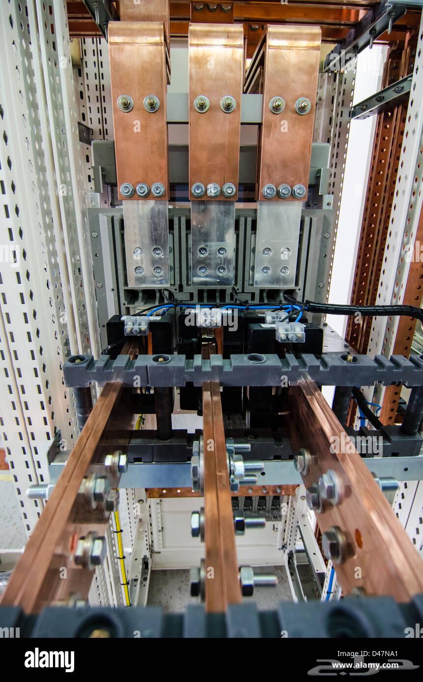 Schneider Electrical panel busbar and circuit breakers64416637084930110