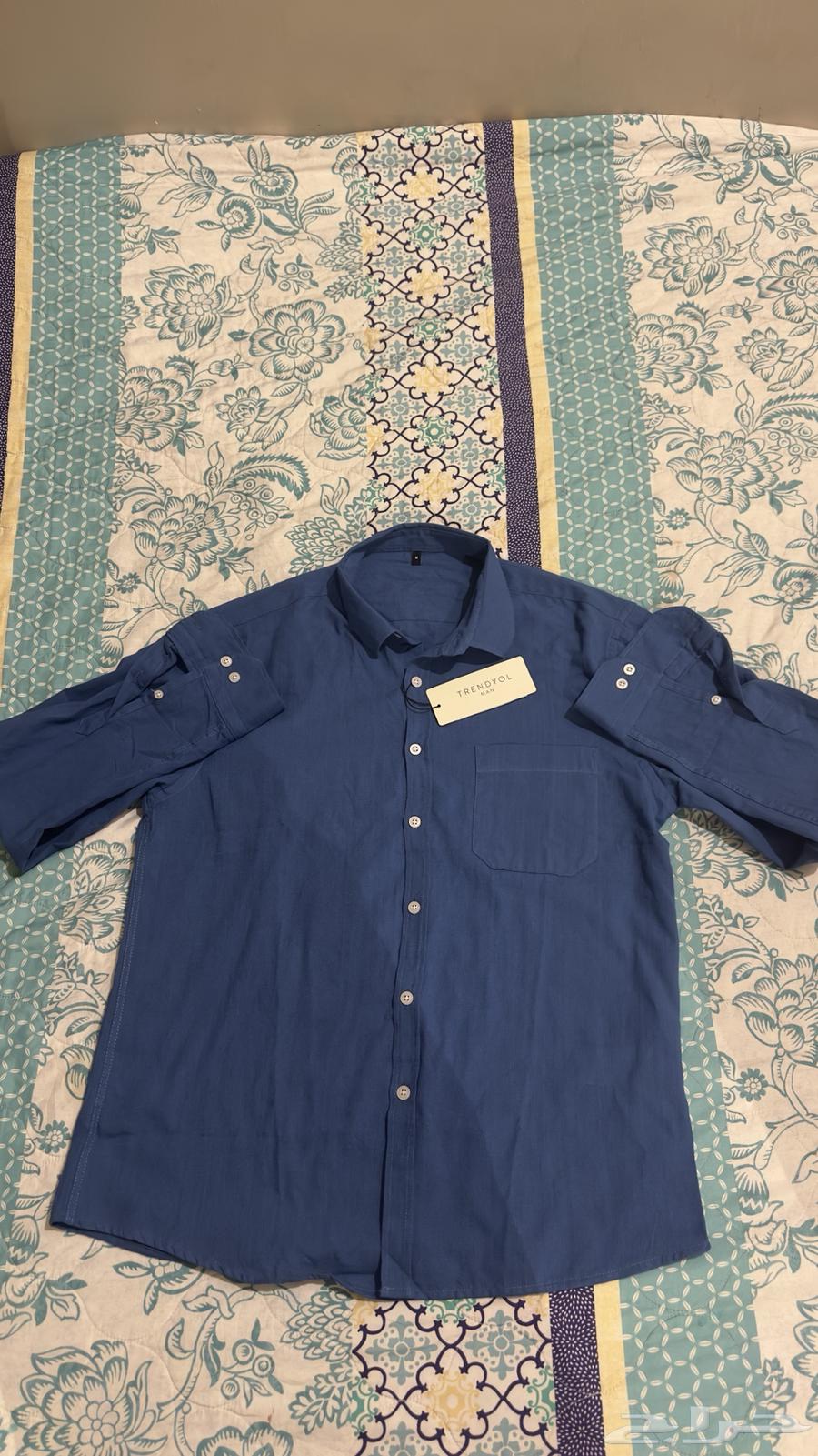 قميص من ترنديول 100بلمية قطن مقاسM رجالي جديد اللون الأزرق64420959377537110