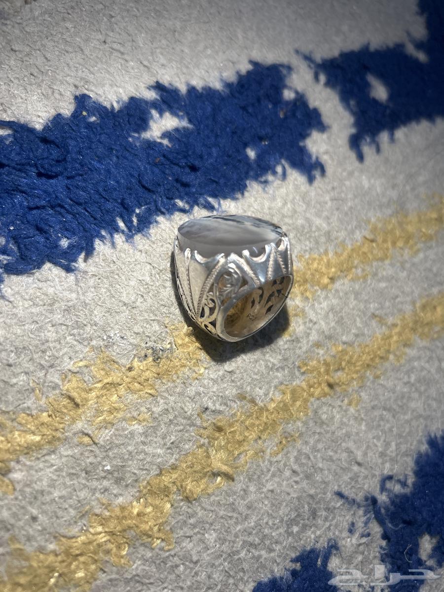 خاتم عقيق فضه دبل مقاس 6 او 7 للبيع64426026263937112