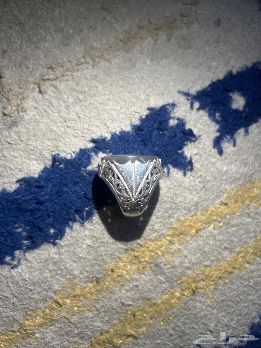 خاتم عقيق فضه دبل مقاس 6 او 7 للبيع64426026263937111