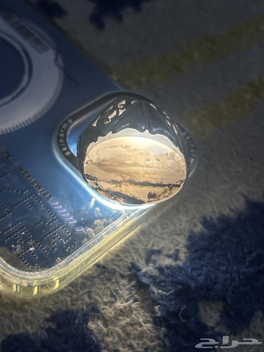 خاتم عقيق فضه دبل مقاس 6 او 7 للبيع64426026263937110