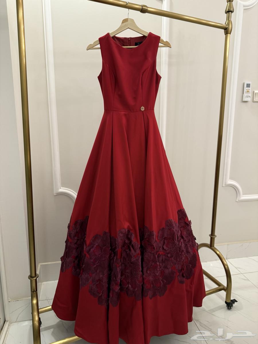 فستان ملكة   عرس احمر فخم من تصميم ايمان السحيم64420323765251113