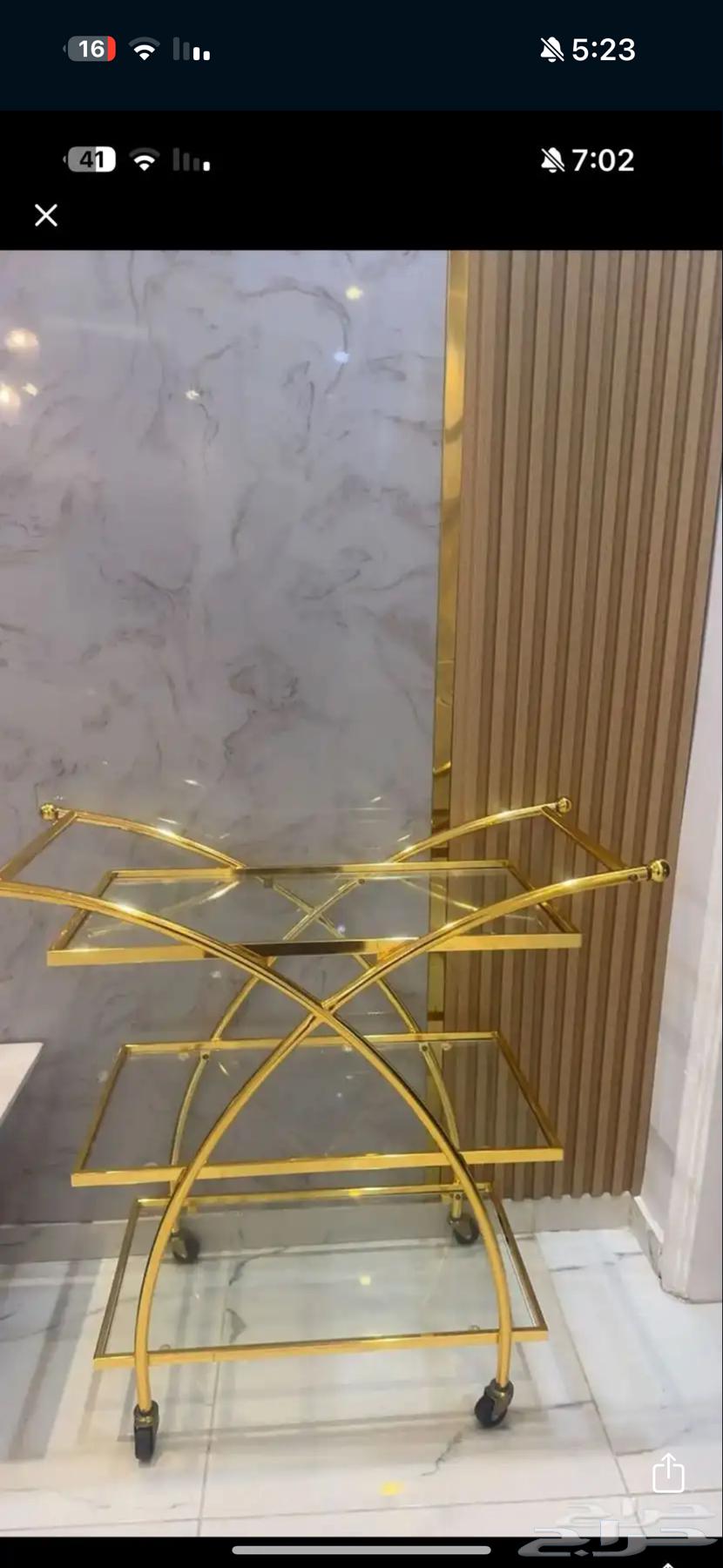 عربة ضيافه أستيل ذهبي جديده64424334161155111