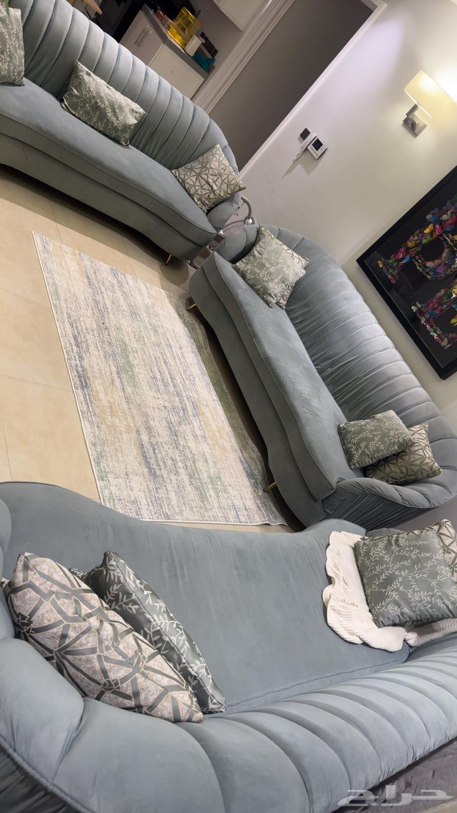 Luxurious velvet sofa set, 3 pieces, lightly used64428684774529110